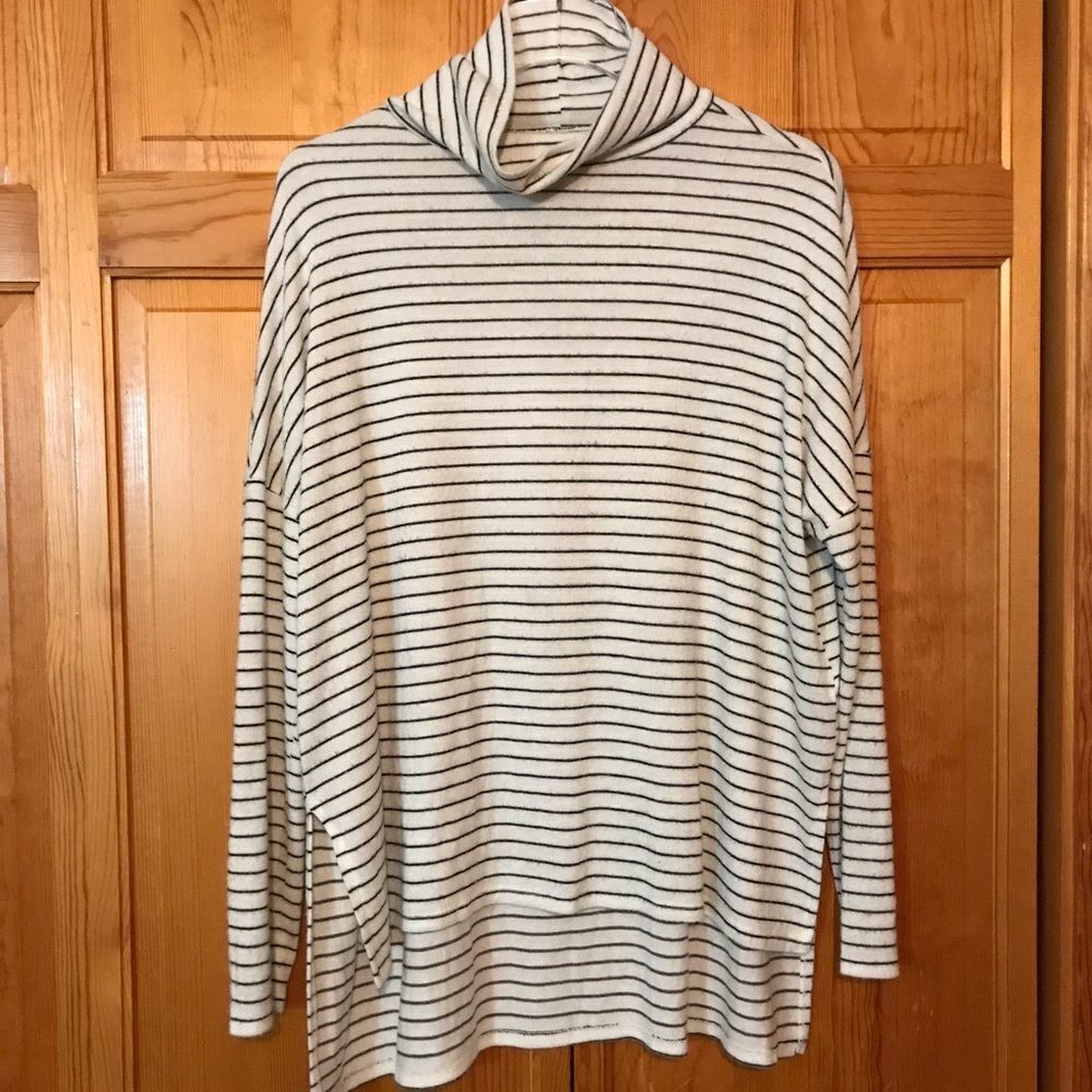 LUCKY BRAND Striped Mock Neck Knit Sweater Size XS‎